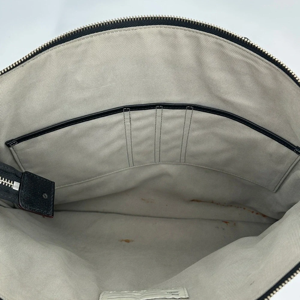 Jack Spade Mens Black Pebbled Leather Slim Briefcase Messenger Bag Crossbody